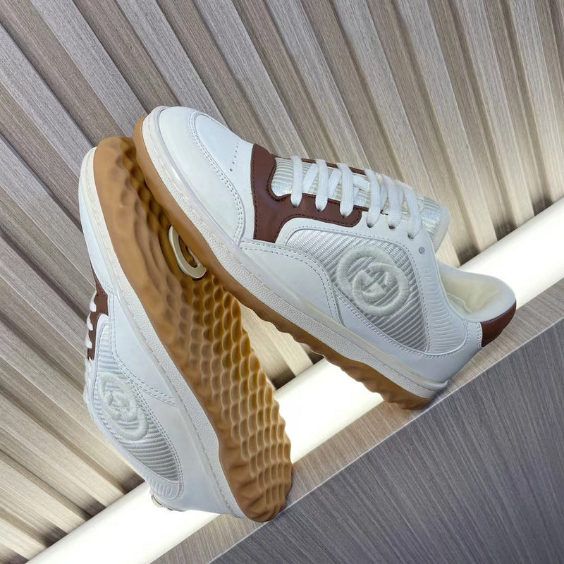 Men’s White Brown Leather Sneakers