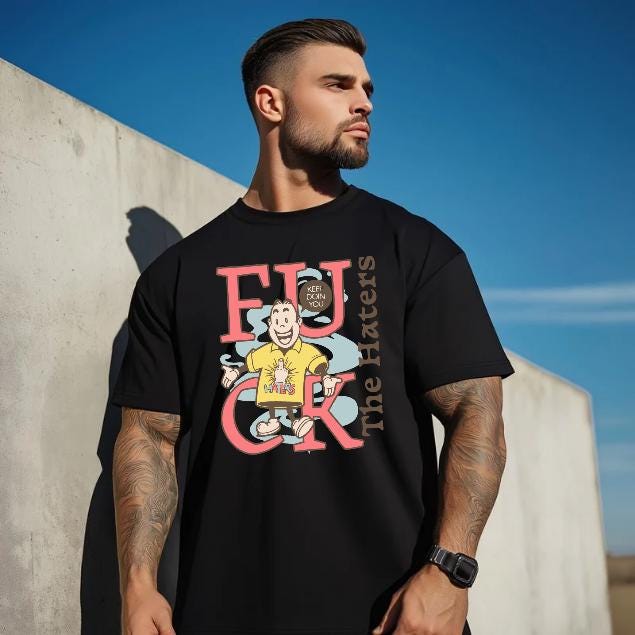F*ck The Haters T-Shirt for Men - Motivational Fitness Shirt, Bodybuilding & Weightlifting Gym Tee, Exercise Gift