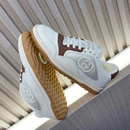Men’s White Brown Leather Sneakers