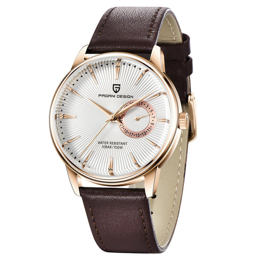 Fashionable PU Leather Strap Men's Quartz Watch