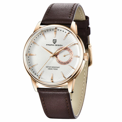 Fashionable PU Leather Strap Men's Quartz Watch