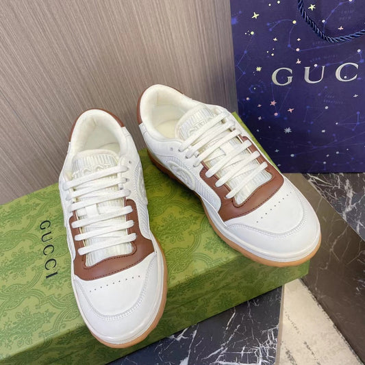 Men’s White Brown Leather Sneakers