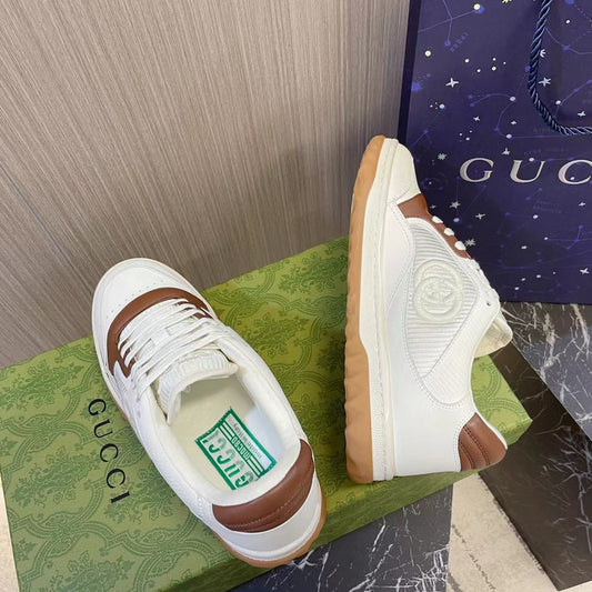 Men’s White Brown Leather Sneakers