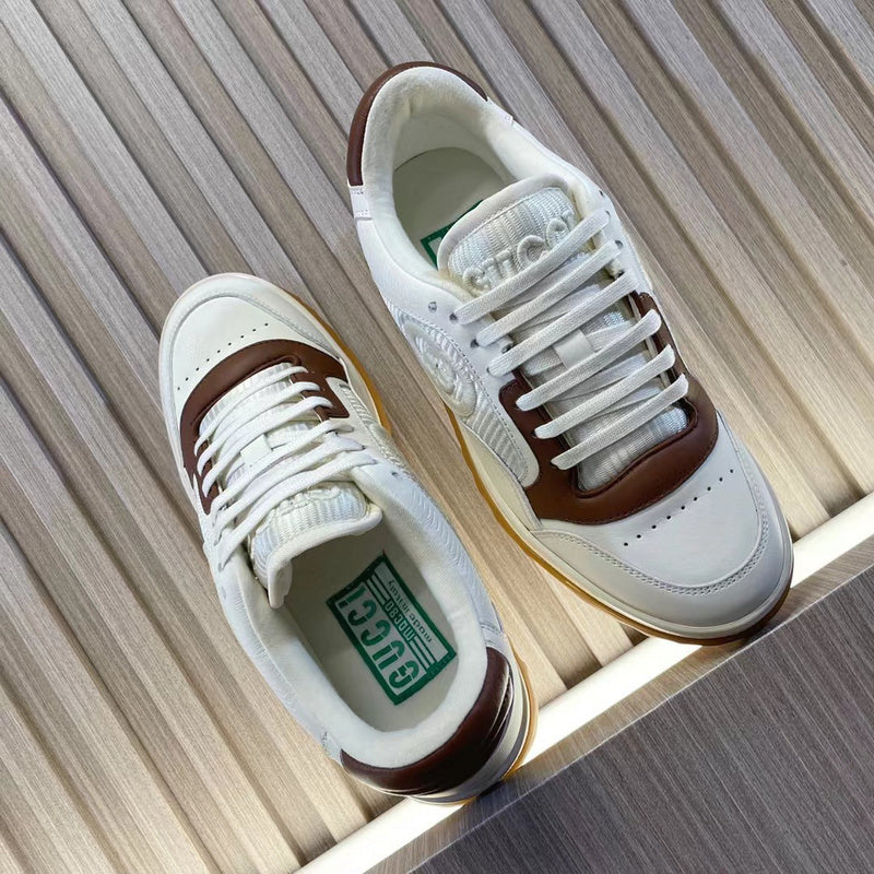 Men’s White Brown Leather Sneakers