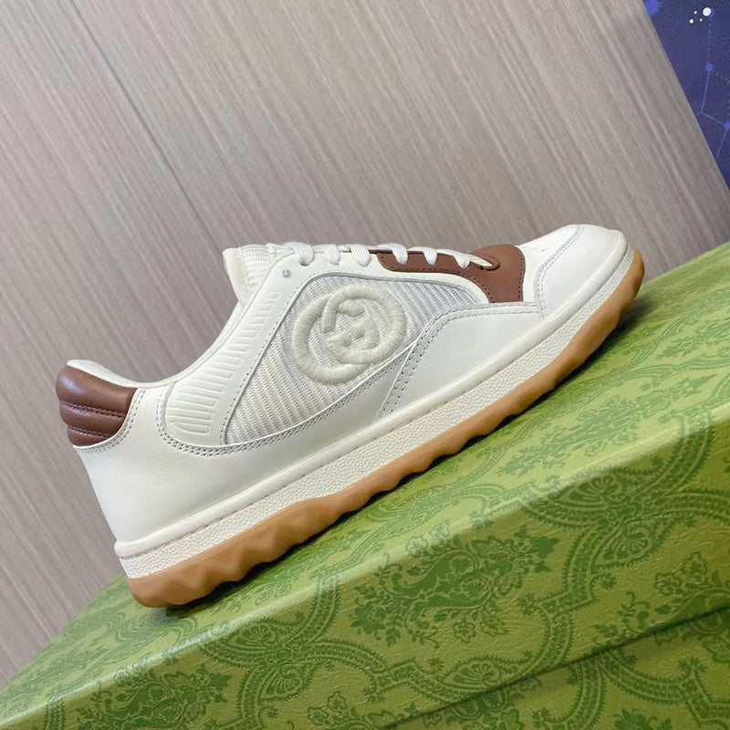 Men’s White Brown Leather Sneakers