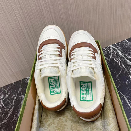 Men’s White Brown Leather Sneakers