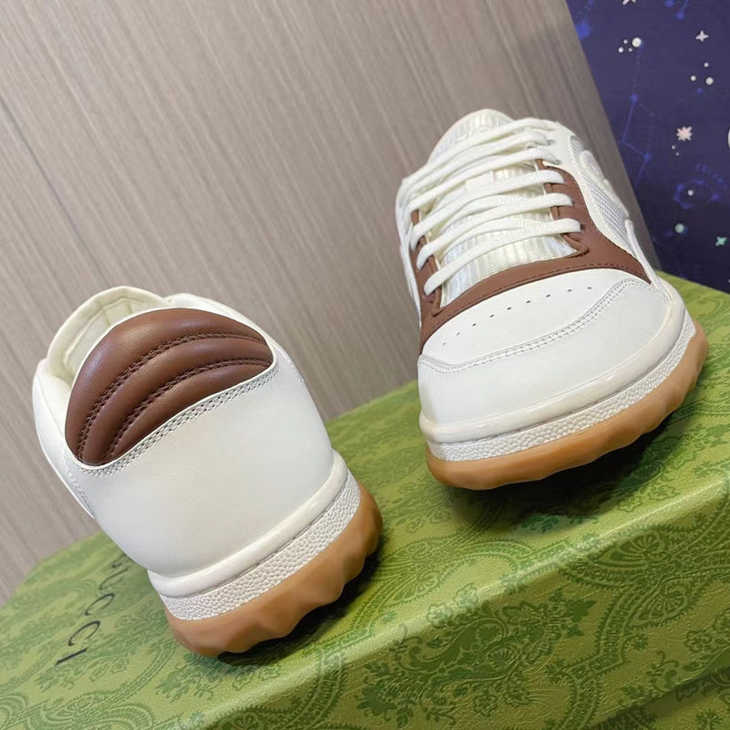 Men’s White Brown Leather Sneakers
