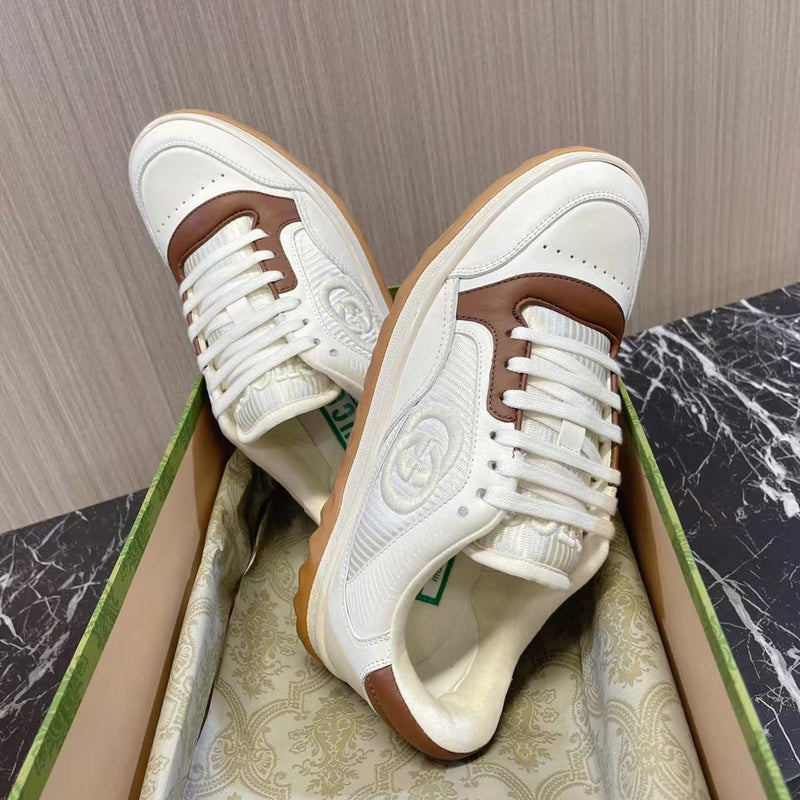 Men’s White Brown Leather Sneakers