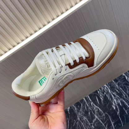 Men’s White Brown Leather Sneakers