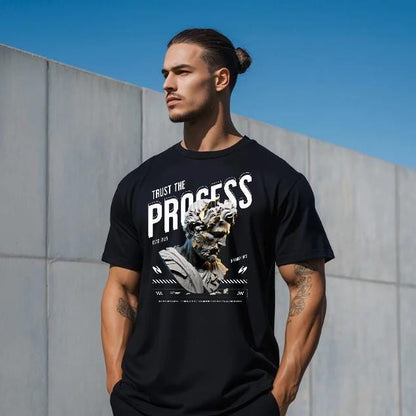 Trust the Process T-Shirt for Men - Motivational Fitness Shirt, Bodybuilding & Weightlifting Gym Tee, Exercise Gift