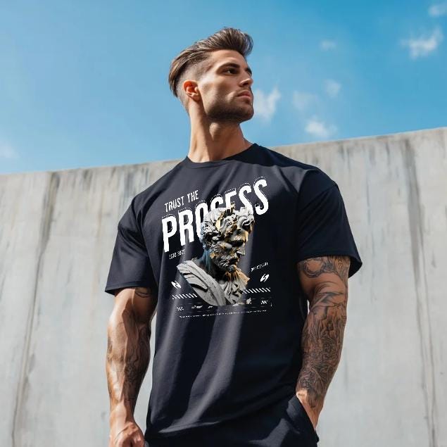 Trust the Process T-Shirt for Men - Motivational Fitness Shirt, Bodybuilding & Weightlifting Gym Tee, Exercise Gift