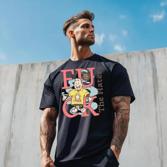 F*ck The Haters T-Shirt for Men - Motivational Fitness Shirt, Bodybuilding & Weightlifting Gym Tee, Exercise Gift