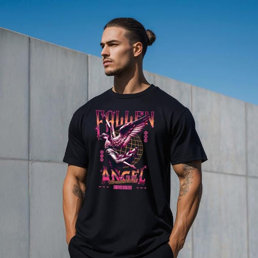 Fallen Angel T-Shirt for Men - Motivational Fitness Shirt, Bodybuilding & Weightlifting Gym Tee, Exercise Gift