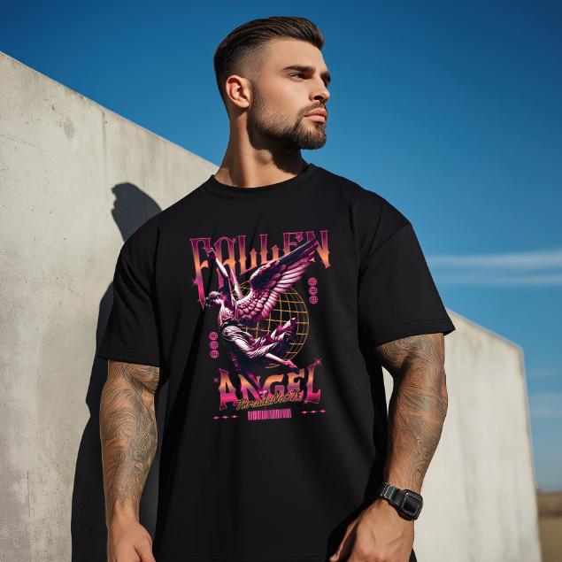 Fallen Angel T-Shirt for Men - Motivational Fitness Shirt, Bodybuilding & Weightlifting Gym Tee, Exercise Gift